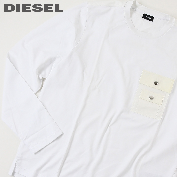 【楽天市場】 Diesel ディーゼル メンズ バックバーコードラバープリント 胸ポケット コットン ロンt 長袖tシャツ カットソー【t