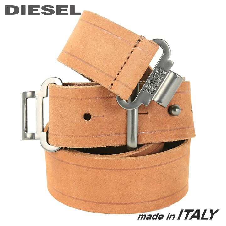 DIESEL 牛革ベルト　レディース　サイズ80 DIESEL (ディーゼル) 牛革 オーバルロゴ バックル留め ベルト