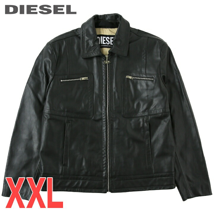 美品 ディーゼル レザージャケット ジップアップ カウレザー DIESEL ディーゼル レザージャケット メンズ 牛革 本革 オーバル