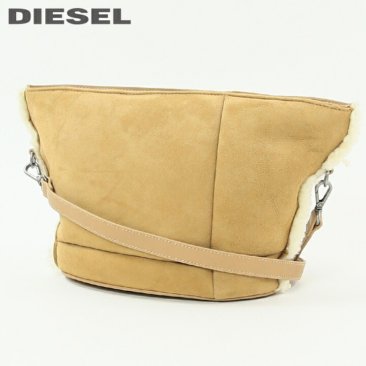 ★DIESEL ディーゼル レディース★羊革 牛革 本革 オーバルDロゴ ムートンショルダーバッグ 鞄【ODD S JP】【サイズUNI】【ベージュ】die-l-a-f8-b38 《メーカー希望小売価格71,500円》 14,058円
