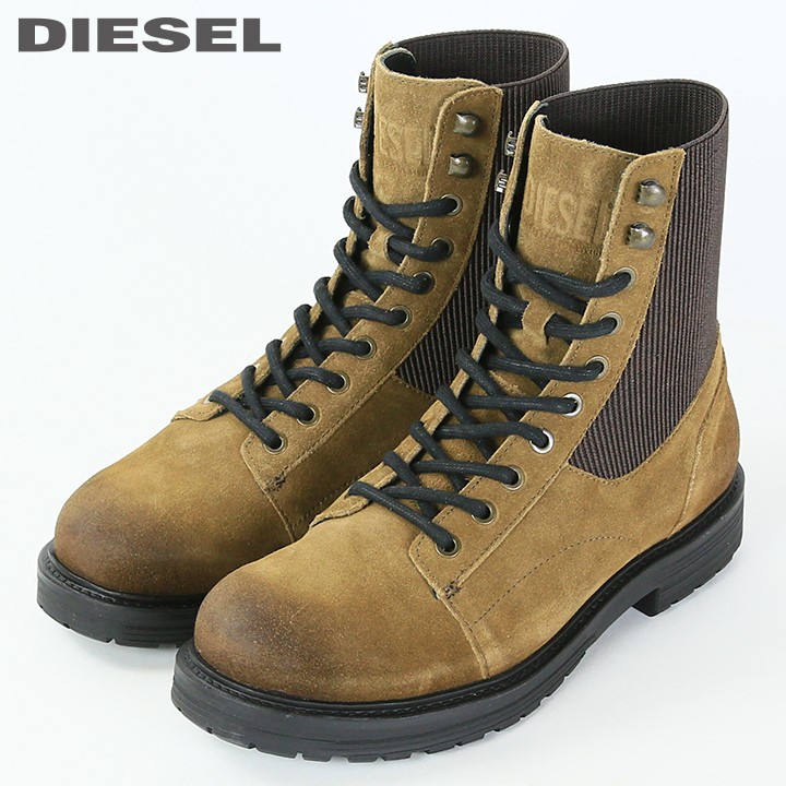 ■DIESEL ディーゼル メンズ■牛革 本革 レースアップ ヌバックレザーコンバットブーツ 靴【D-ALABHAMA-BT】【日本サイズ25.5～28.5】【ブラウン系】die-m-k-f8-002 《_メーカー希望小売価格47,300円》 9,798円