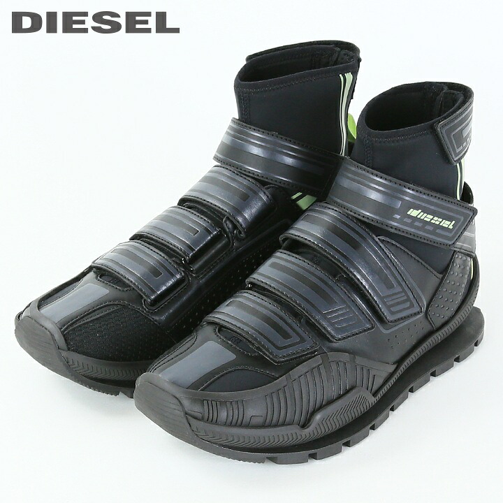 ■DIESEL ディーゼル メンズ■シンセティックレザー フェイクレザー ソックススニーカー 靴【PENDHIO SOCK】【日本サイズ25.5～28.5】【ブラック】die-m-k-f8-256 《_メーカー希望小売価格46,200円》