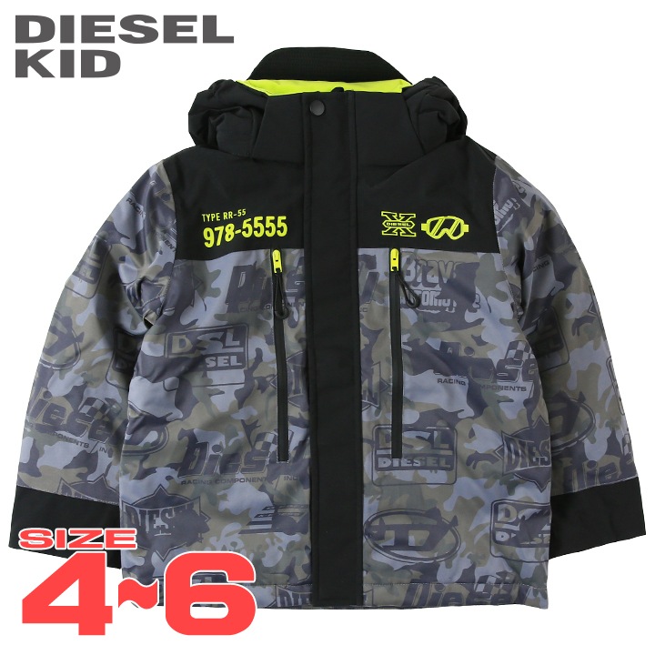 ◆DIESEL KID ディーゼルキッズ ジュニア ユニセックス◆防水 防風 スキー スノボ 子ども服 男の子 女の子 パデッドジャケット【JOTAL-SKI】【SIZE4~6】【ブラック】dik-m-o-f8-317 《_メーカー希望小売価格51,700円》