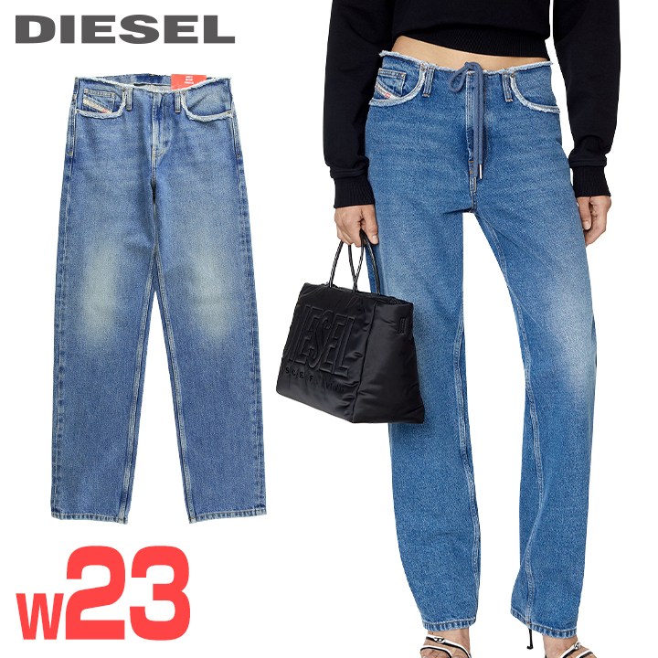 ★DIESEL ディーゼル レディース★カットオフ加工 ルーズフィット ストレート ジーンズ デニム パンツ【D-ARK-SP】【W23L32】【インディゴブルー】die-l-p-f8-68a 《メーカー希望小売価格40,700円》