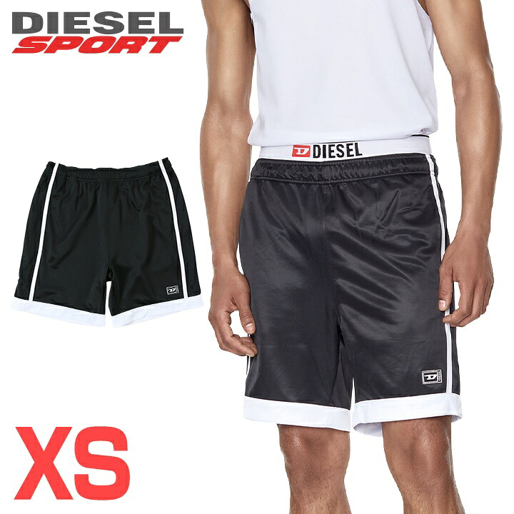 ■DIESEL SPORT ディーゼルスポーツ メンズ■ウエストゴム ドロスト サイドライン ジャージーショートパンツ【AMSB-STADIOM-WT13】【サイズXS】【ブラック】die-m-p-f8-736 《メーカー希望小売価格17,600円》
