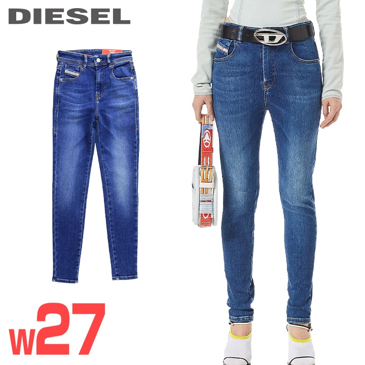 ★DIESEL ディーゼル レディース★ヴィンテージウォッシュ加工 スーパーストレッチ スーパースキニー ジーンズ デニム パンツ【1984-SLANDY-HIGH】【W27L32】【インディゴブルー】die-l-p-g4-414 《メーカー希望小売価格31,900円》