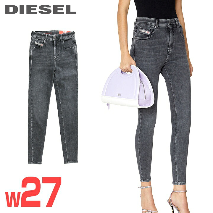 ★DIESEL ディーゼル レディース★ヴィンテージウォッシュ加工 ストレッチ スーパースキニー アンクル丈 ジーンズ ブラックデニム パンツ【1984-SLANDY-HIGH】【W27L32】【ブラック】die-l-p-g4-41a 《メーカー希望小売価格35,200円》