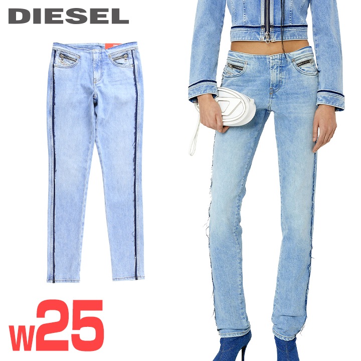 ★DIESEL ディーゼル レディース★カットオフウォッシュ加工 ストレッチ スキニーフィット ジーンズ デニム パンツ【D-TAIL-RE】【W25L32】【ライトインディゴブルー】die-l-p-g4-44d 《メーカー希望小売価格63,800円》