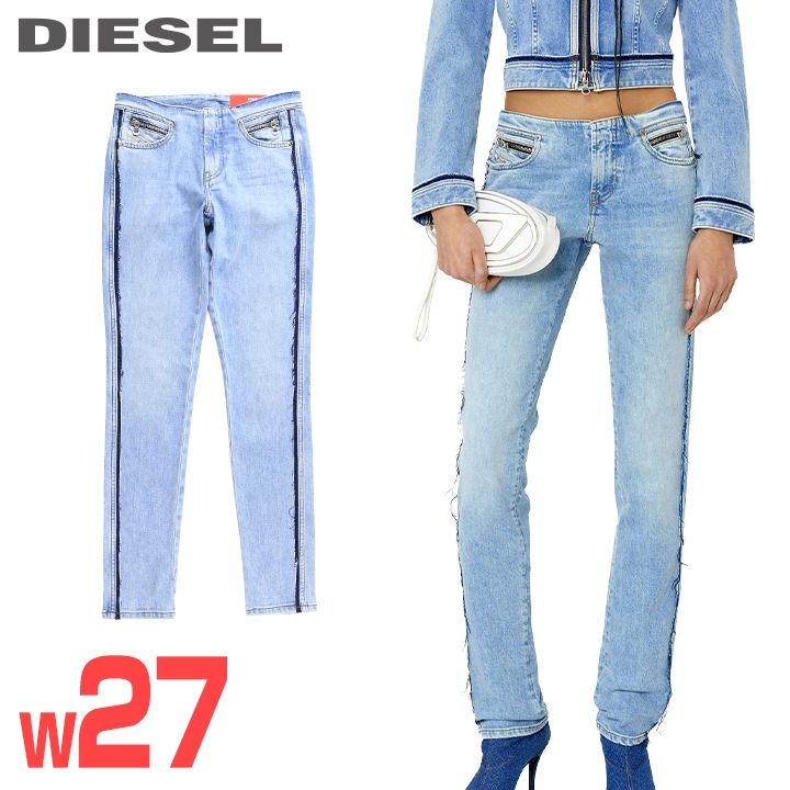 ★DIESEL ディーゼル レディース★カットオフウォッシュ加工 ストレッチ スキニーフィット ジーンズ デニム パンツ【D-TAIL-RE】【W27L32】【ライトインディゴブルー】die-l-p-g4-44e 《メーカー希望小売価格63,800円》