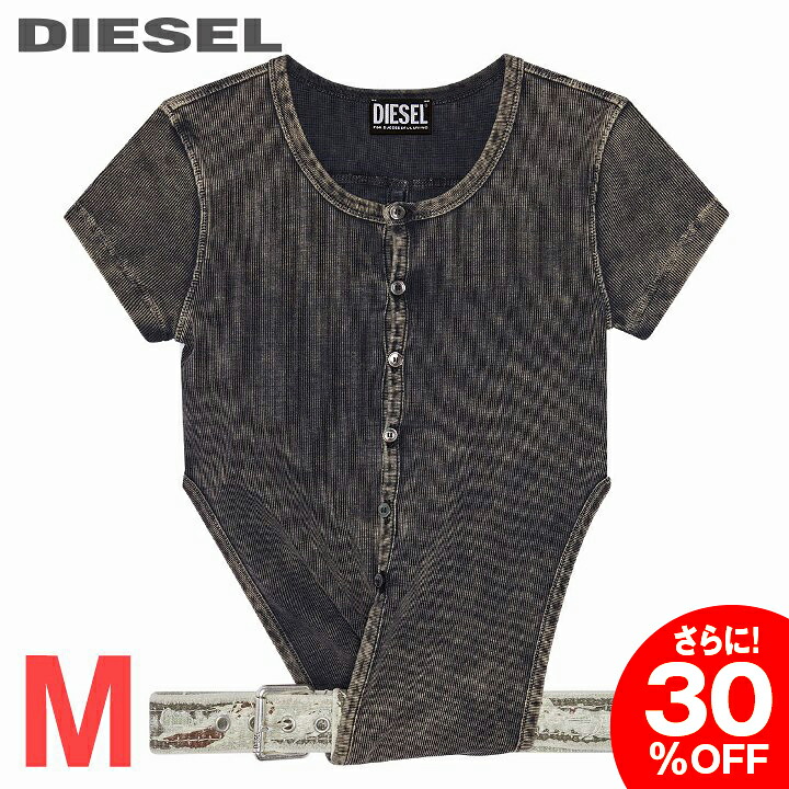 ★DIESEL ディーゼル レディース★胴締め付き添い人 うしろ側明けひろげ ヴィンテージ産業 伸ばすこと 半袖リブカットソー【T-HOLDY】【大きさM】【黒いこと】die-l-t-f4-68p 《製造会社願望すること受け売り必要経費52,800円》