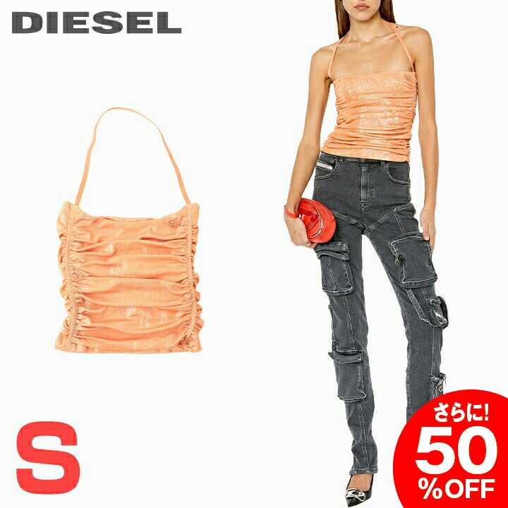 ★DIESEL ディーゼル レディース★上塗り産業 か細い相応う オーバルD金属元素ロゴタイプ ホルターネックキャミソール【T-DRU】【大きさS】【オレンジ色】die-l-t-g4-271 《製造会社願望すること受け売り必要経費27,500円》