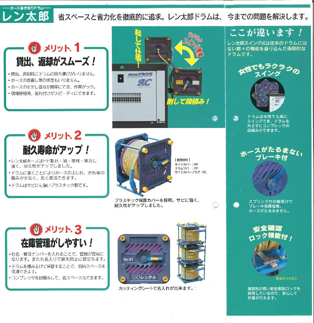 エアホース 20m 20WR-5F 北越工業 着脱式 AIRMAN 2連 エアーホース レン太郎 DIY・工具 | rimborsoetico.it