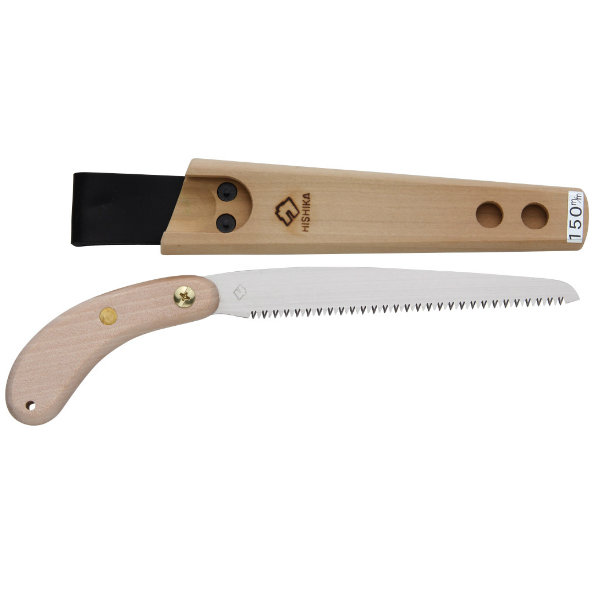 【盆栽 鋏】盆栽用鞘付剪定鋸 150mm／ 盆栽道具／鋸／ Pruning saw with wooden sheath 150mm