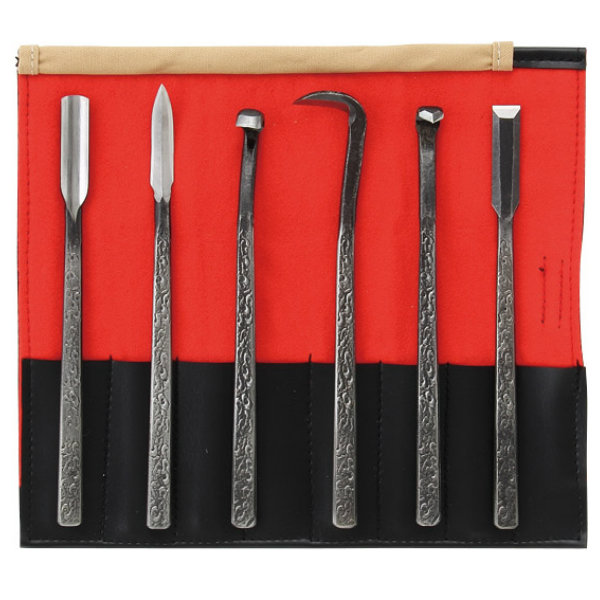 【盆栽 鋏】特上共柄刻みつける刀 ６点仕掛ける／盆栽／Bonsai chisel set 花・ガーデン・DIY-その他-盆栽用品
