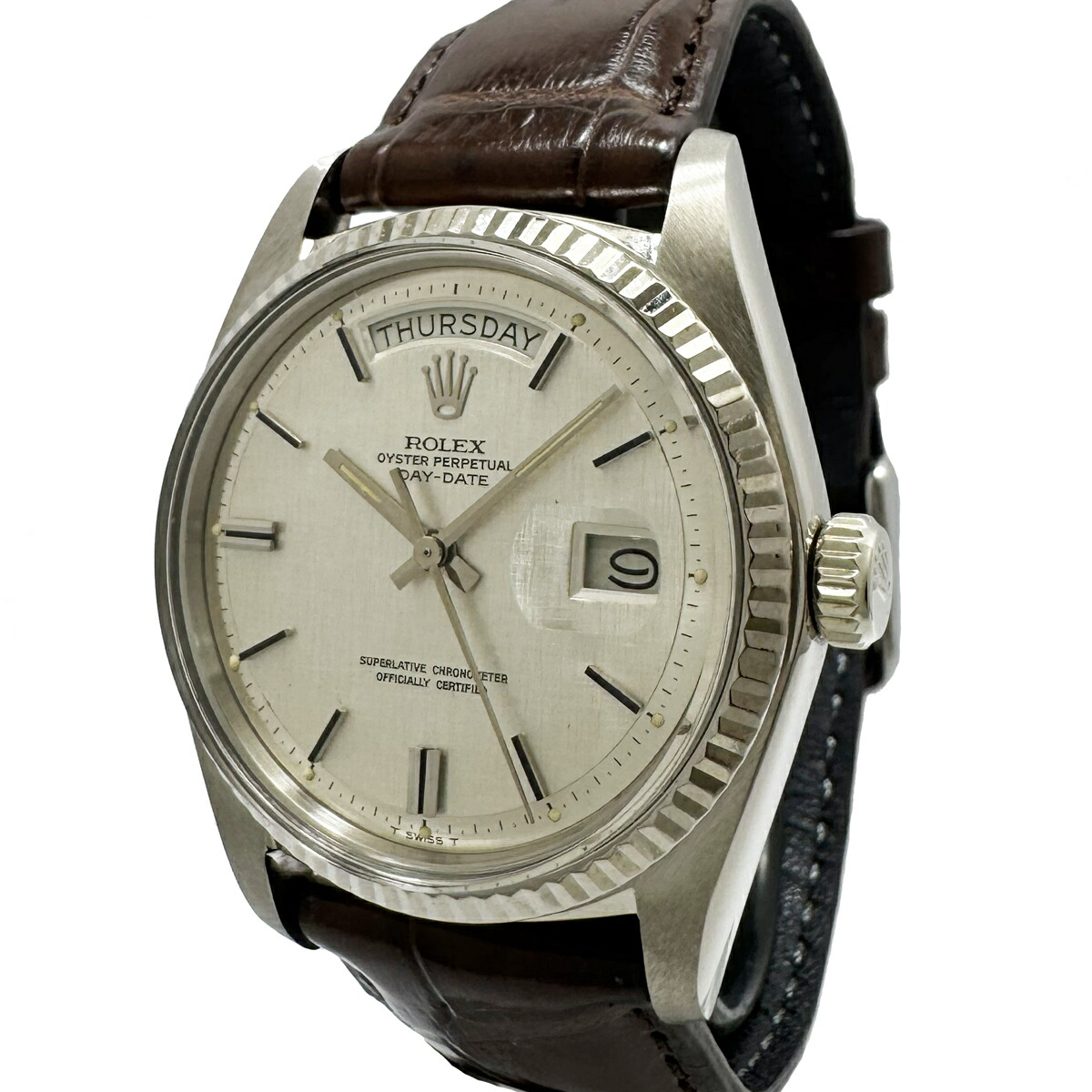 《メンズ》【中古】ロレックス オイスターパーペチュアル デイデイト 1803 K18WG 750 メンズ オートマ 自動巻き ROLEX シルバーモザイク文字盤 Cal.1556 オーバーホール済み|BRANDSHOP HERIOS