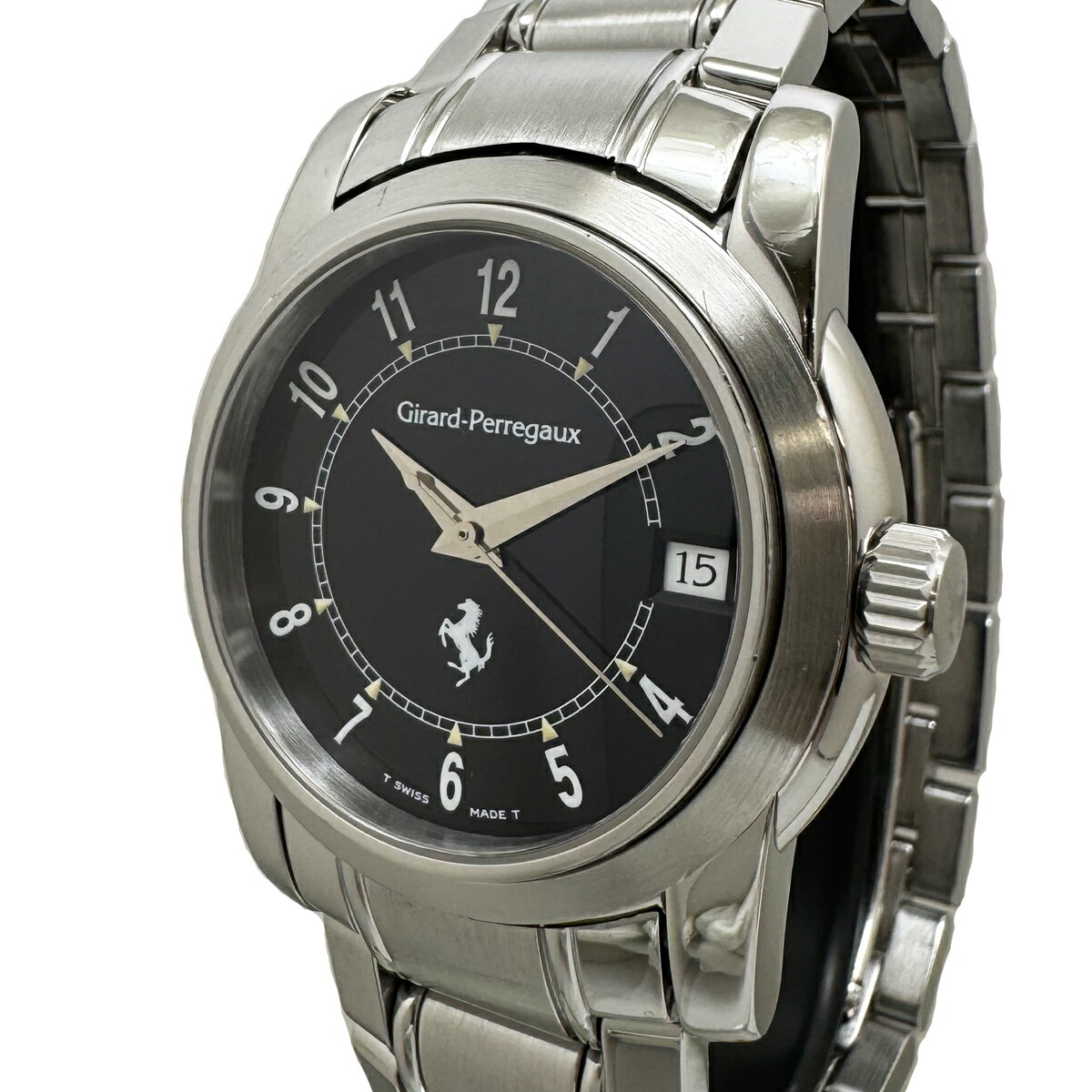 《メンズ》【中古】 ジラールペルゴ フェラーリ メンズ 自動巻き オートマ 8025 デイト 黒文字盤 GIRARD PERREGAUX ジラール・ペルゴ ＯＨ済み