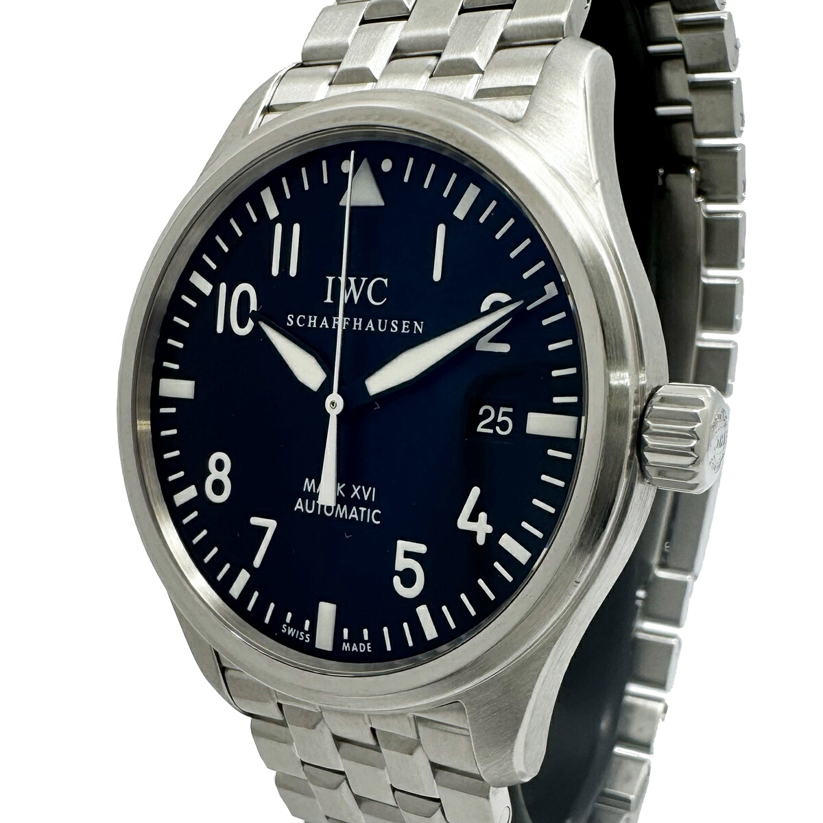 《メンズ》【中古】 IWC SCHAFFHAUSEN マーク16 マークXVI 自動巻き オートマ メンズ デイト 黒文字盤 IW325504 パイロット・ウォッチ IWC 保証書付き