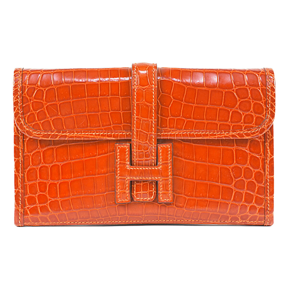 エルメス ジジェ アリゲーター クラッチバッグ HERMES エルメス 希少 極上の逸品 ジップタブレット ネイビー