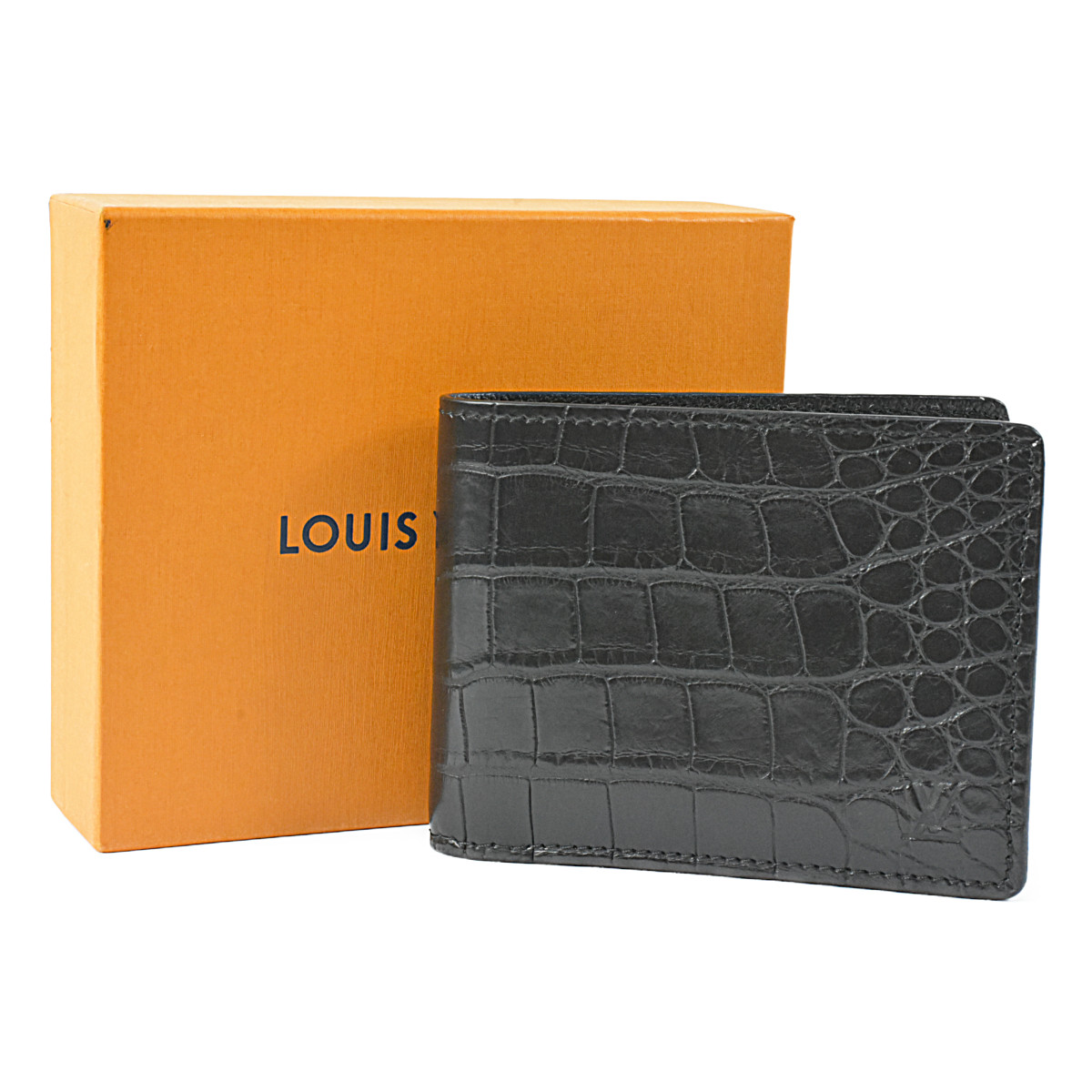 【鑑定済】ルイヴィトン クロコダイル ベルト LVゴールド金具 LV（ルイ・ヴィトン）サンチュール イニシアルベルト