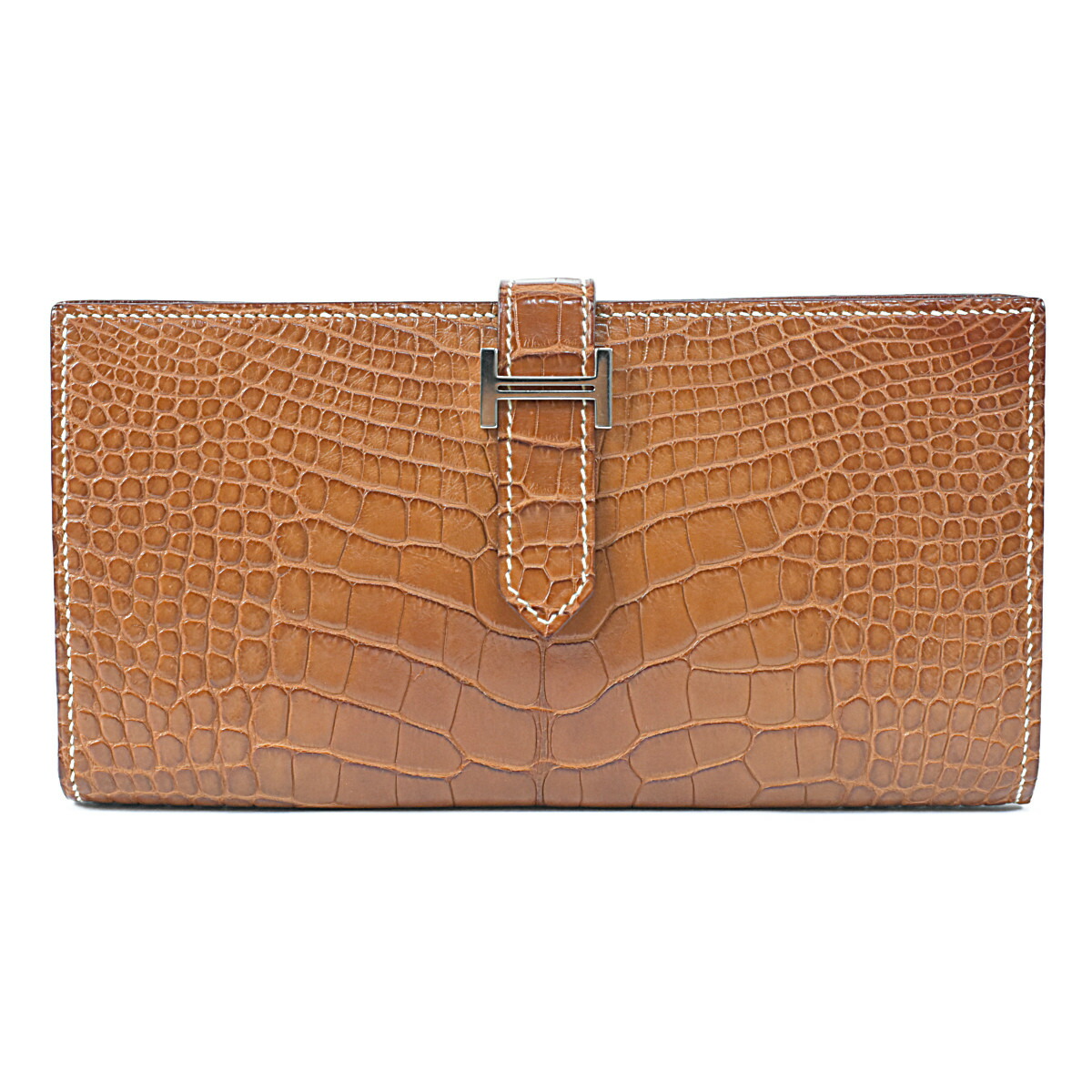 ✨美品✨HERMES　長財布 ベアンスフレ クロコダイル　シルバー金具 エルメス ベアンスフレ フューシャピンク クロコダイル