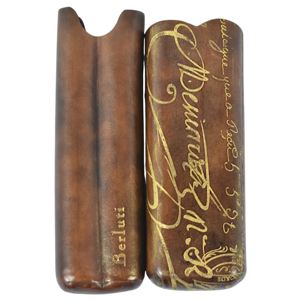 ベルルッティ 美品 豪華ゴールデンパティーヌ スクリット カリグラフィ 2レザー シガーケース BERLUTI CIGAR CASE【中古】【RCP】