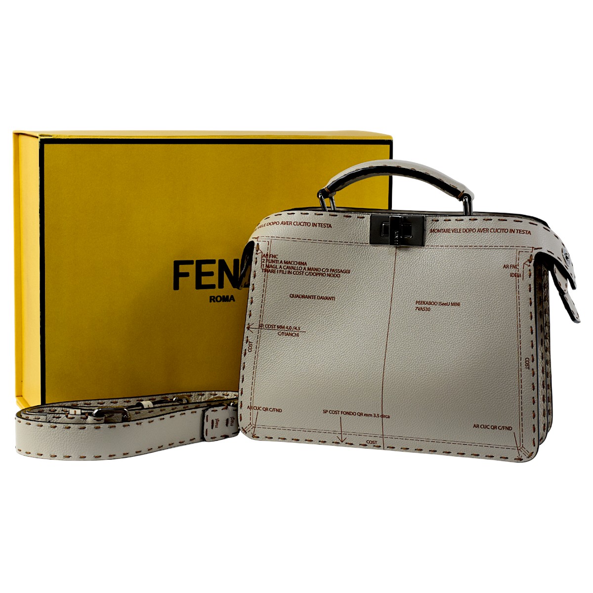 フェンディ 超美品 超希少 ピーカブー アイシーユー スモール 2way ショルダーバッグ セレリア 型紙プリント FENDI Peekaboo ISeeU【中古】【RCP】