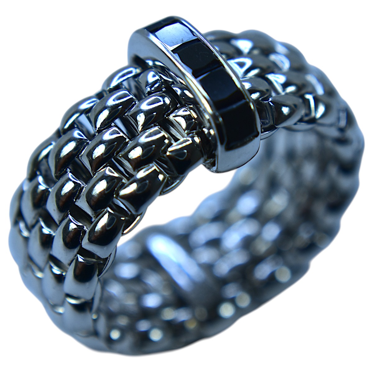 フォッペ パノラマ flex it リング ブラックダイヤモンド イタリアンジュエラー ジュエリー 指輪 メンズ ピンキーリング ♯M 750WG FOPE PANORAMA【中古】【RCP】
