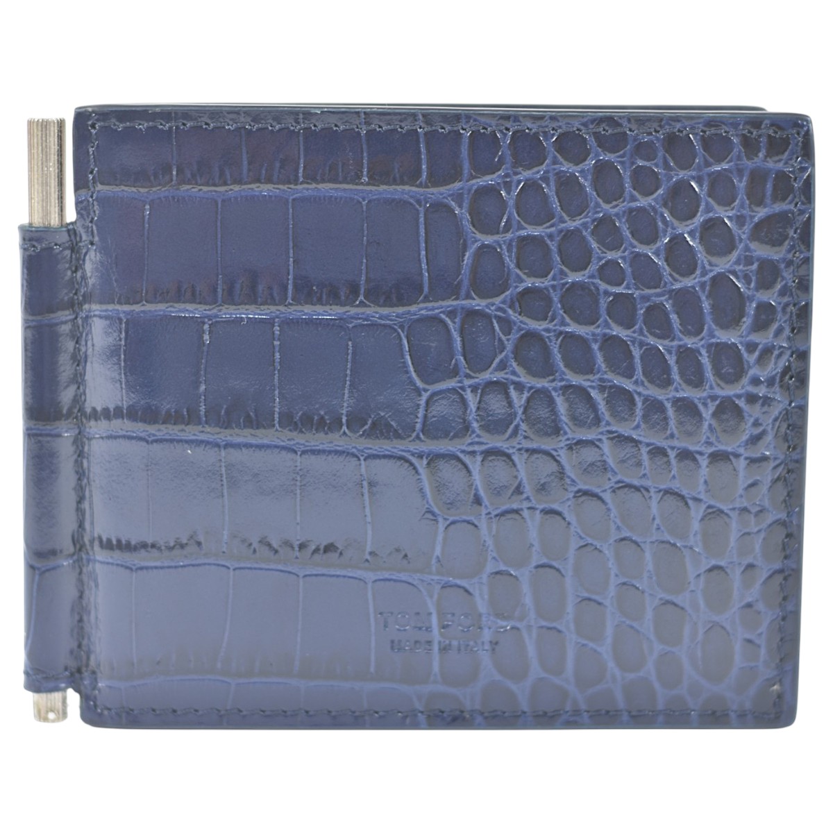 トムフォード 超美品 クロコダイル型押し カードケース付き マネークリップ 札入れ 財布 ネイビー TOM FORD【中古】【RCP】|北詰商事・店