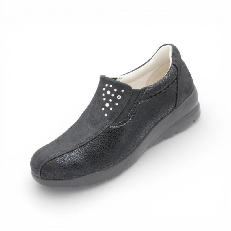 レディースシューズ【FITJOY】FJ130 BLACK ブラック スリッポン キラキラ 軽量 履きやすい スニーカー