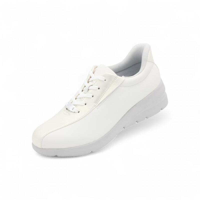 レディースシューズ【FITJOY】FJ139 WHITE ホワイト スニーカー 靴 軽量 牛革 ハンズフリー 撥水 3E｜KOBE FOOT CLUB