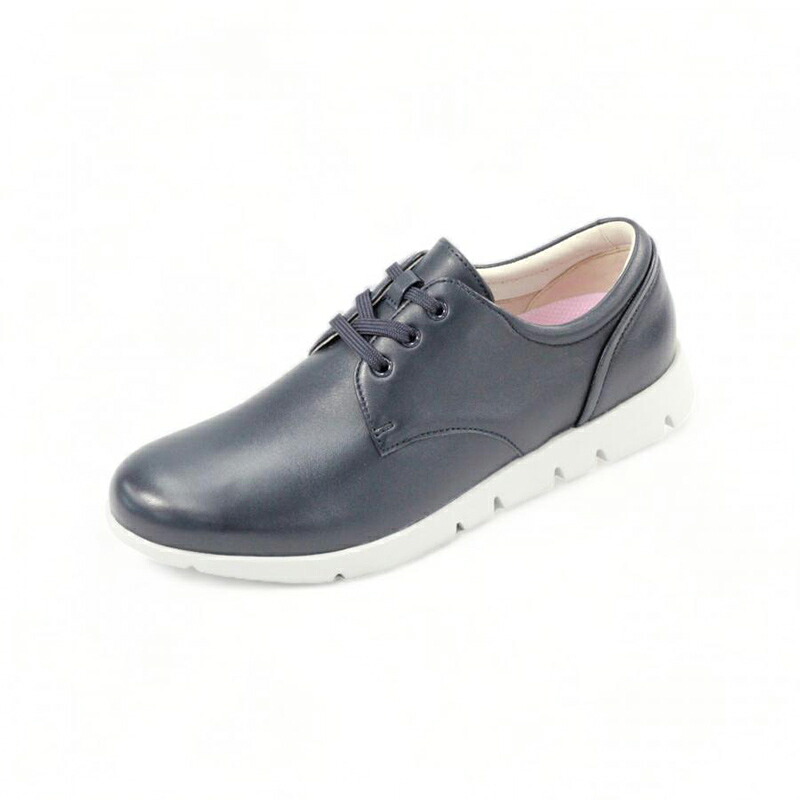 FITJOY フィットジョイ スニーカー レディース FJ-021 NVY/GRY ネイビーグレー 軽量 本革 紐靴 レースアップ 3E 幅広 外反母趾 痛くない 疲れない 歩きやすい 柔らかい シープスキン 羊革 ウォーキング 旅行 12,540円