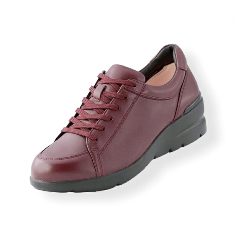 FITJOY フィットジョイ スニーカー レディース FJ-033 WINE ワイン 厚底 ヒールアップ 4.5cm 本革 3E 幅広 サイドファスナー チャック 軽量 痛くない 疲れない 歩きやすい シープスキン 羊革 旅行 靴 おしゃれ