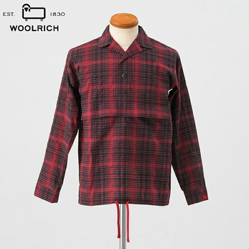 WOOLRICH ウールリッチ メンズ PE MESH P/O SHIRT ポリエステル メッシュ プルオーバーシャツ NOCAM1922 レッド ブラック|KOBE FOOT CLUB