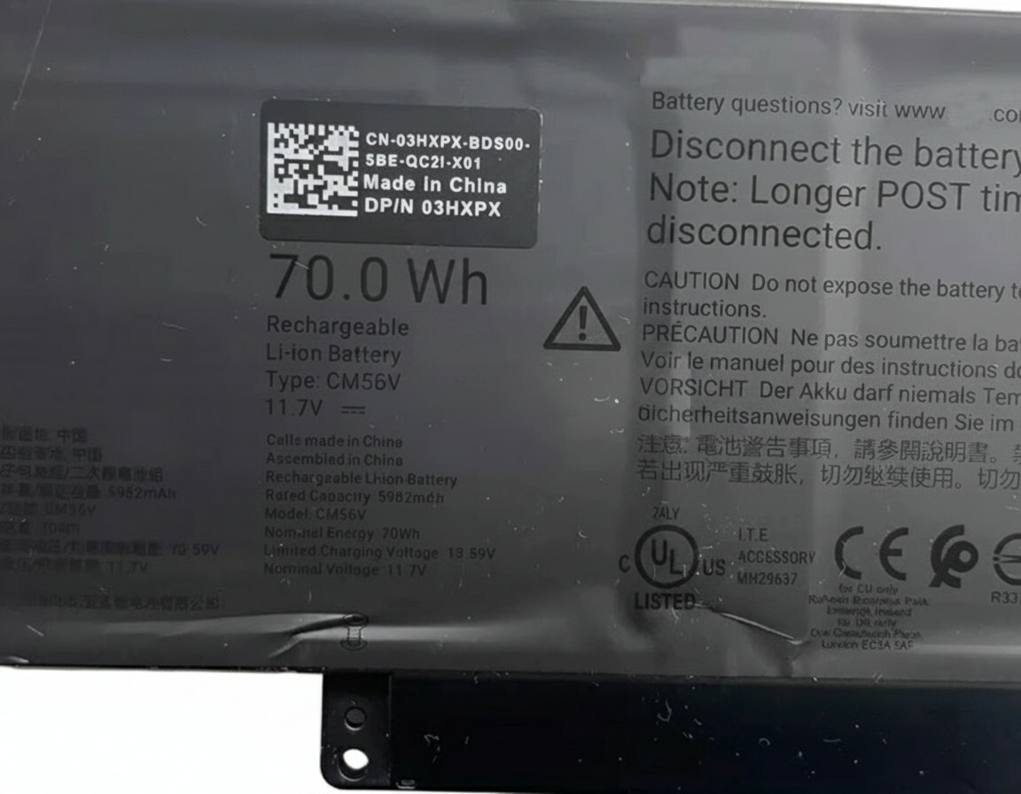 【完全無欠】03hxpx 11.7V 70Wh dell デル 万覚え帳マイコン 取り替えっこ用乾電池 申し受ける池