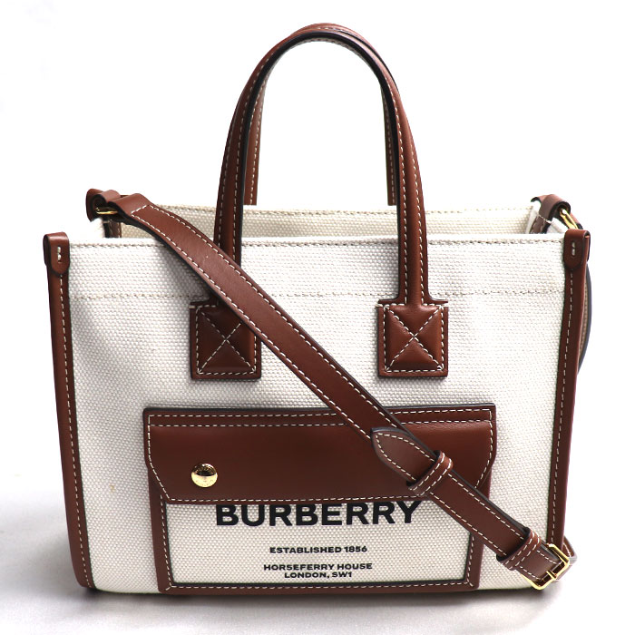 BURBERRY バーバリー ミニフレヤトート 2Wayショルダーバッグ ブラウン ナチュラル/タン 8044143 レディース【中古】 48,601円