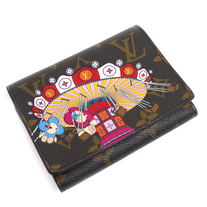 LOUIS VUITTON ルイ・ヴィトン ポルトフォイユ ヴィクトリーヌ 三つ折り紙入れ モノグラム 赤銅色 マルチ色つや M69754  ユニ一発やる【中古】【美品】