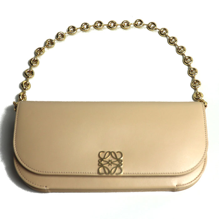 LOEWE ロエベ ゴヤ ロングチェーン店 クラッチペダル クラッチペダル御徒面子 ベージュ A896O45X01 レディース【中古】【極美品】