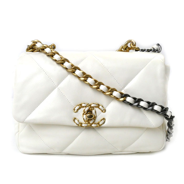 CHANEL シャネル シャネル19 チェーンショルダー ショルダーバッグ ホワイト クリーム系 AS1160 レディース【中古】｜古恵良質店