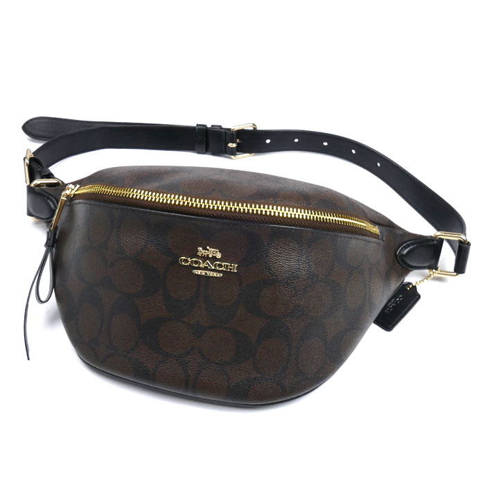 極美品 コーチ ウエストポーチ シグネチャー PVC ブラウン パックマン