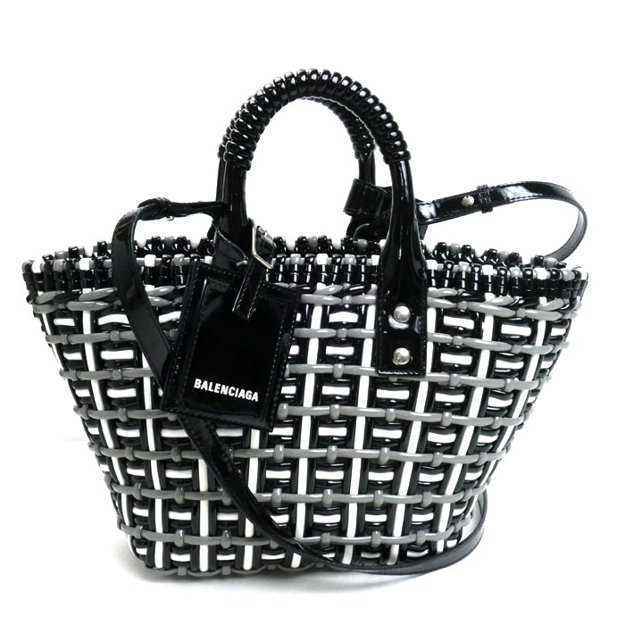 極美品　BALENCIAGA　ビストロS 2wayカゴバッグ　エナメル　黒 ✨ほぼ新品✨BALENCIAGA ビストロXS 2wayカゴバッグ エナメル 黒