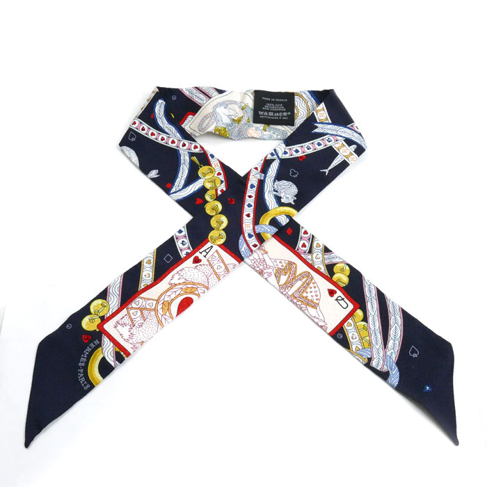HERMES エルメス DAME DE COEUR ダム ドゥ クール ツイリー スカーフ ノワール/ルージュ/オール H063959S 01 ラインストーン 中古 美品 20,860円