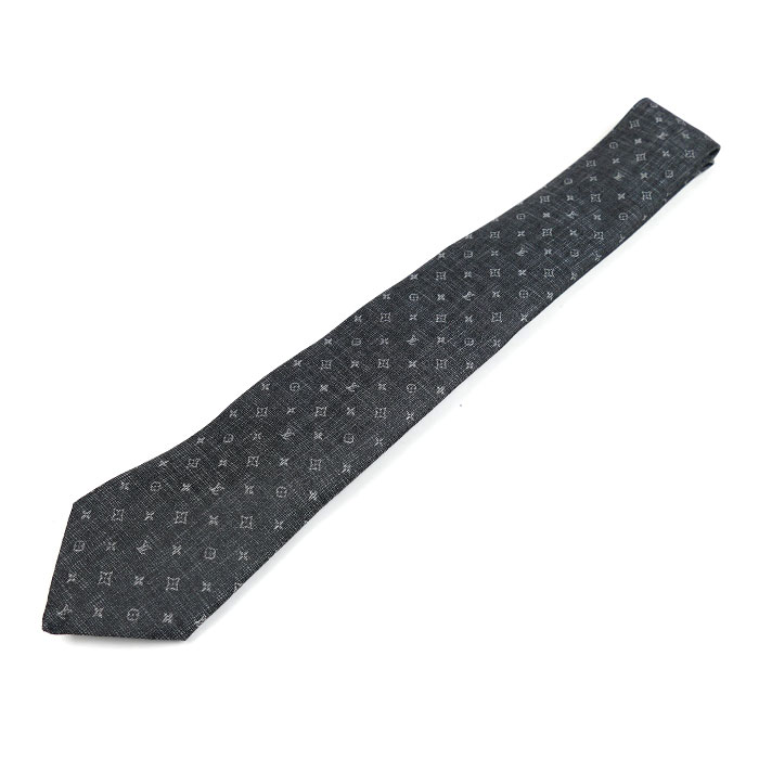LOUIS VUITTON ルイ・ヴィトン クラヴァット タイ モノグラム 薄墨色 M77840 メンズ【中古】【美品】 バッグ・小物・ブランド雑貨-ネクタイ-スーツ用ファッション小物