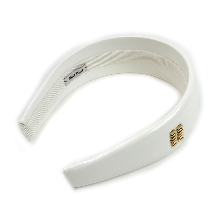 MIUMIU ミュウミュウ パテントレザー ロゴ カチューシャ ヘアアクセサリー 5IH025 レディース【中古】【美品】｜古恵良質店