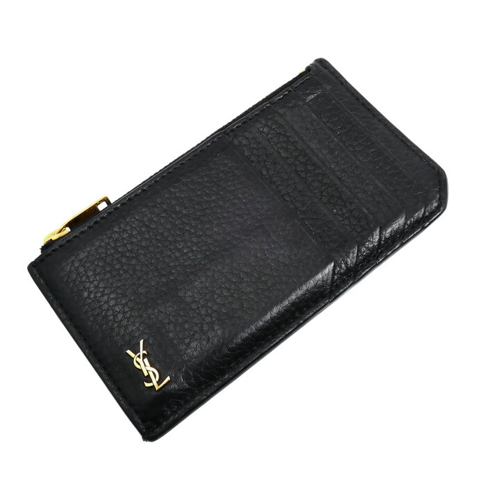 SAINT LAURENT サンローラン タイニー カサンドラ フラグメント ジップカードケース コインケース ブラック 847962 レディース【中古】