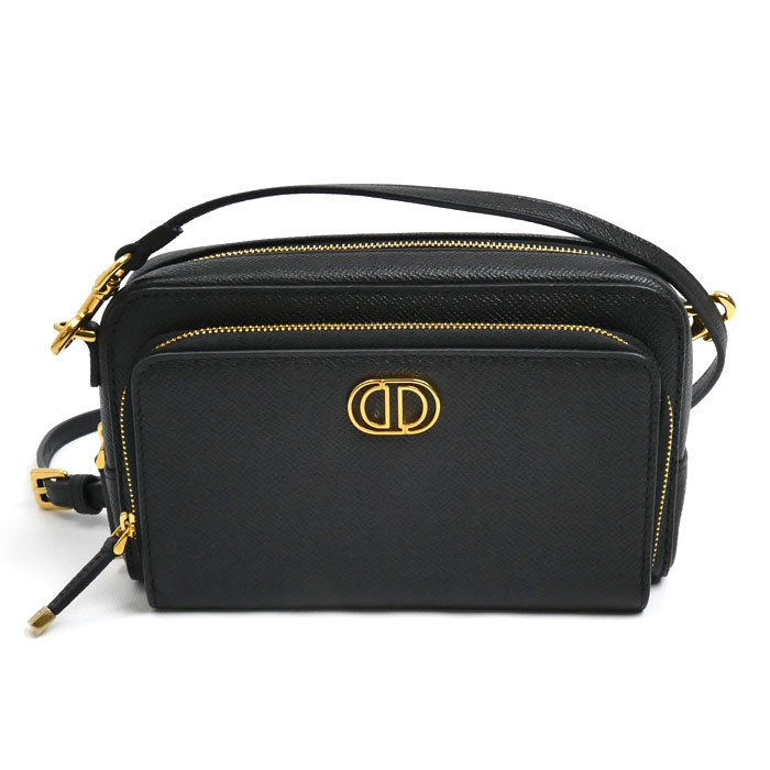 Dior ディオール カロ ダブルポーチ ショルダーバッグ ブラック S7431UBAE レディース【中古】【美品】