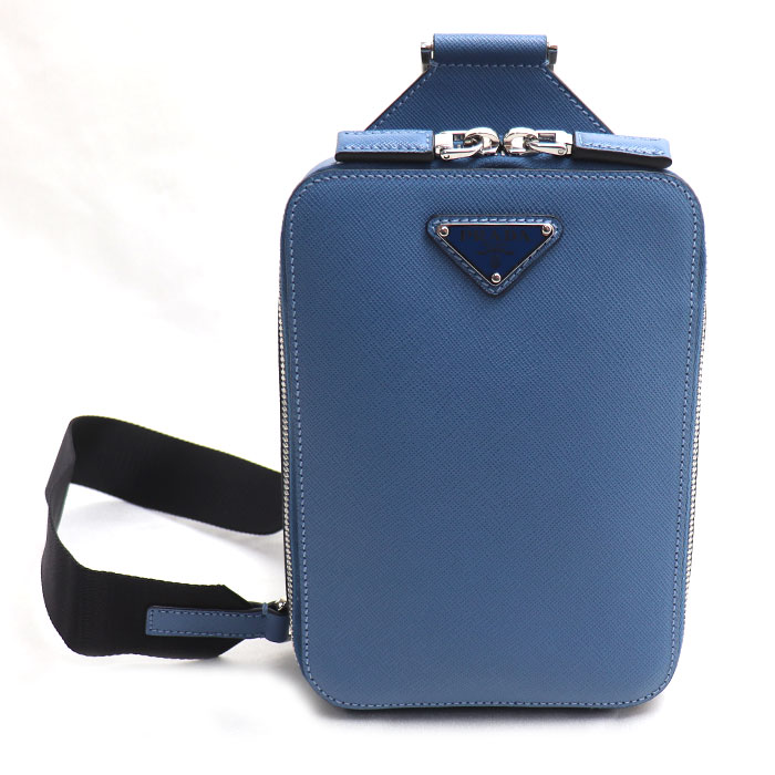 PRADA プラダ ブリック サフィアーノ ワンショルダー ボディバッグ ブルー 2VZ106 メンズ【中古】【美品】