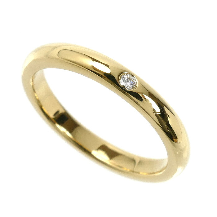 TIFFANY&Co. ティファニー K18YG イエローゴールド スタッキングバンド 1Pダイヤ リング・指輪 ダイヤモンド 12号 4.0g レディース【中古】【美品】