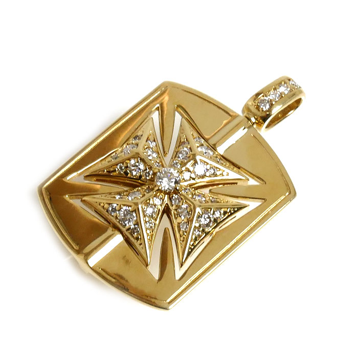 ゆきざき K18YG イエローゴールド グランクロワ 回転式 ペンダントトップ ダイヤモンド0.57ct 6.8g ユニセックス【中古】【美品】
