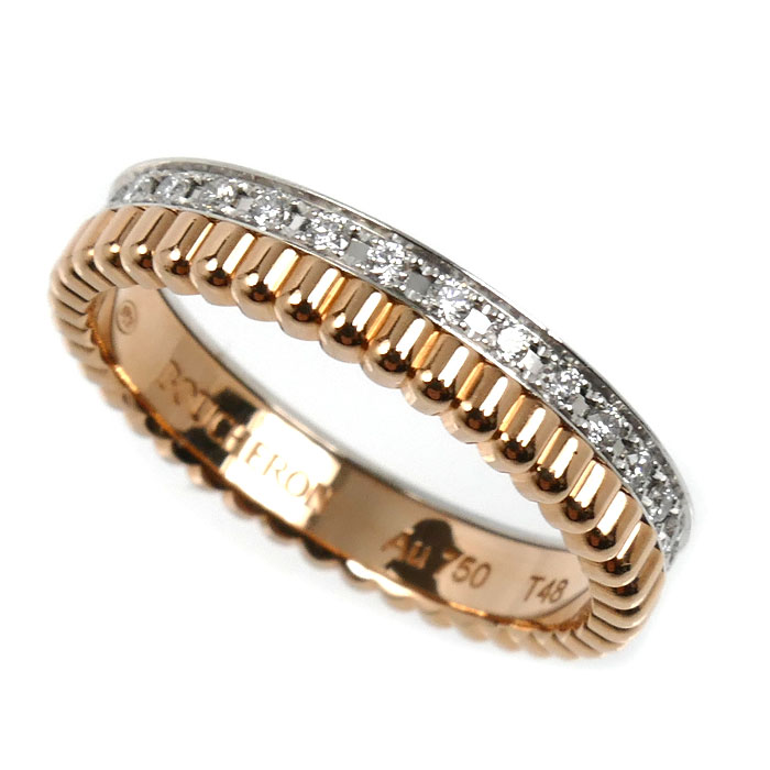 Boucheron ブシュロン K18PG ピンクゴールド K18WG ホワイトゴールド キャトル ラディアント ハーフ リング・指輪 JAL00248 ダイヤモンド 8号 48 3.2g レディース【中古】【美品】 249,001円