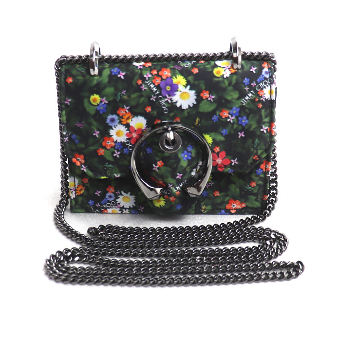 JIMMY CHOO ジミーチュウ ミニパリス 御花 ショルダーバッグ マルチ色つや レディース【中古】【美品】